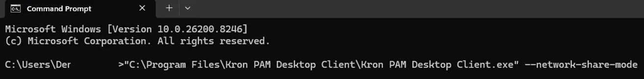 Activating Kron PAM Desktop Client’s network share mode