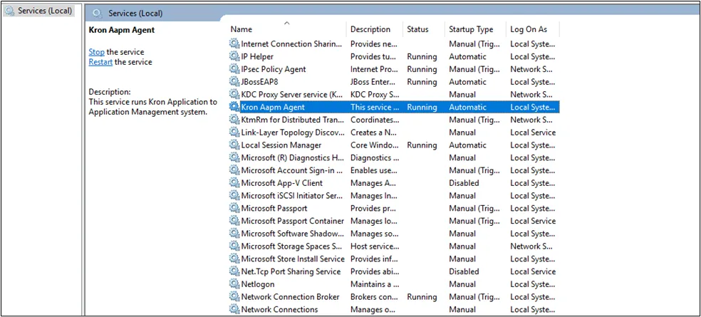 AAPM Agent Service in Windows Environments