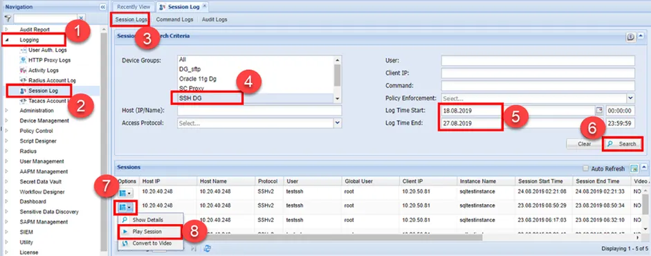 Session Log