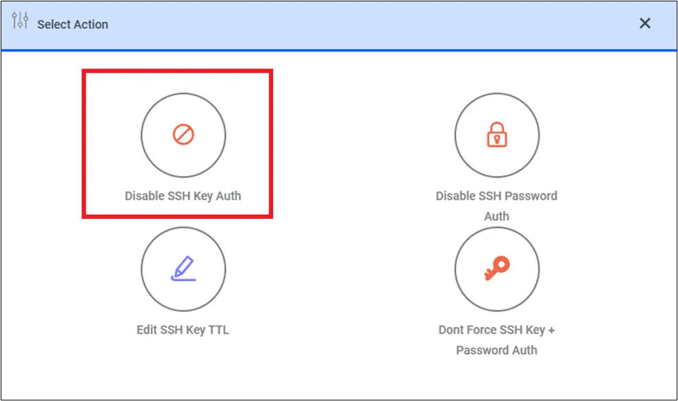 Disable SSH Key Auth Section