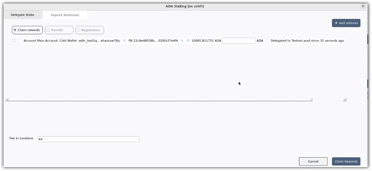 Verifying the deposit address