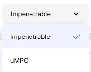 The Mode dropdown list
