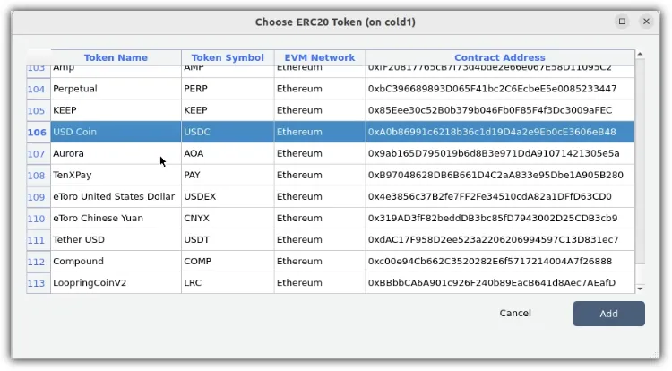 The preloaded token list The preloaded token list