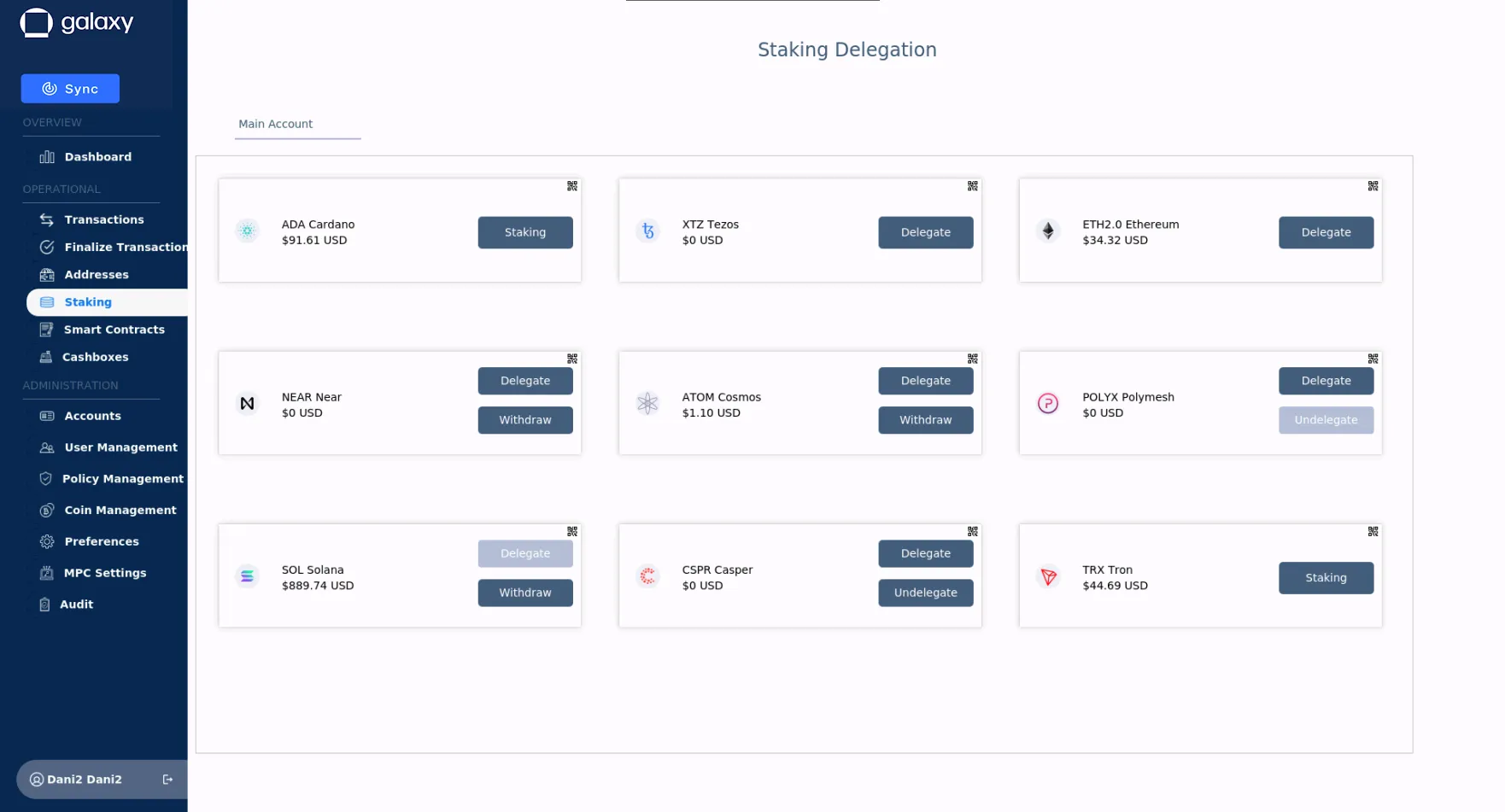 The Staking page