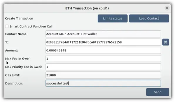 A populated ETH transaction
