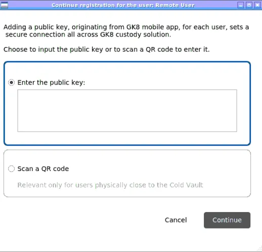 Entering the remote user's key