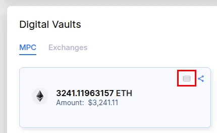 The Staking icon in the Ethereum currency card