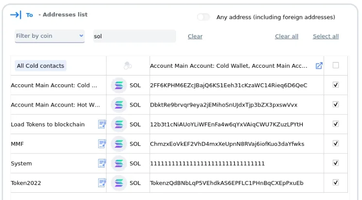 List of Solana contact addresses to add to the Transaction policy List of Solana contact addresses to add to the Transaction policy