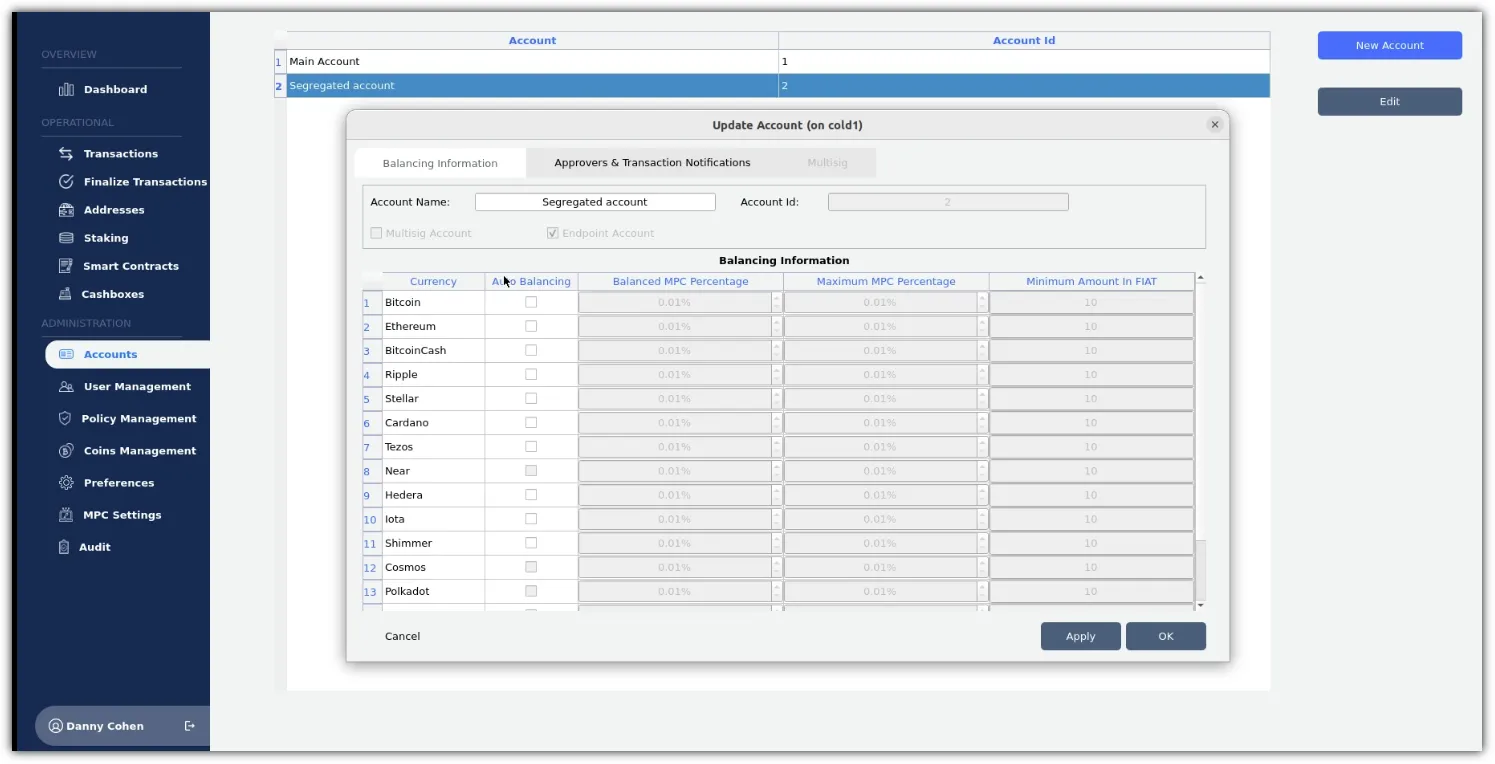 Account creation dialog