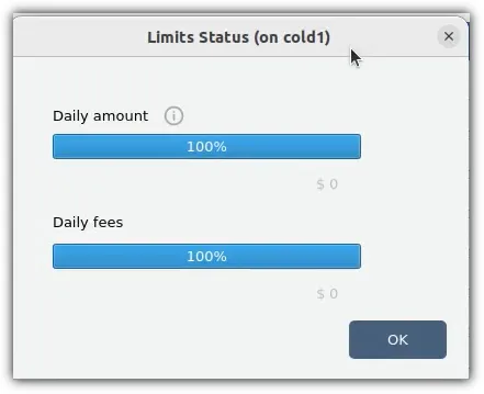 The Limit Status popup