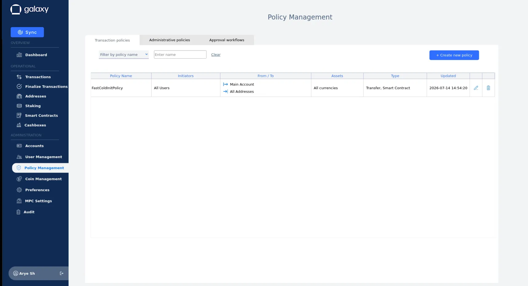 The Policy Management Area