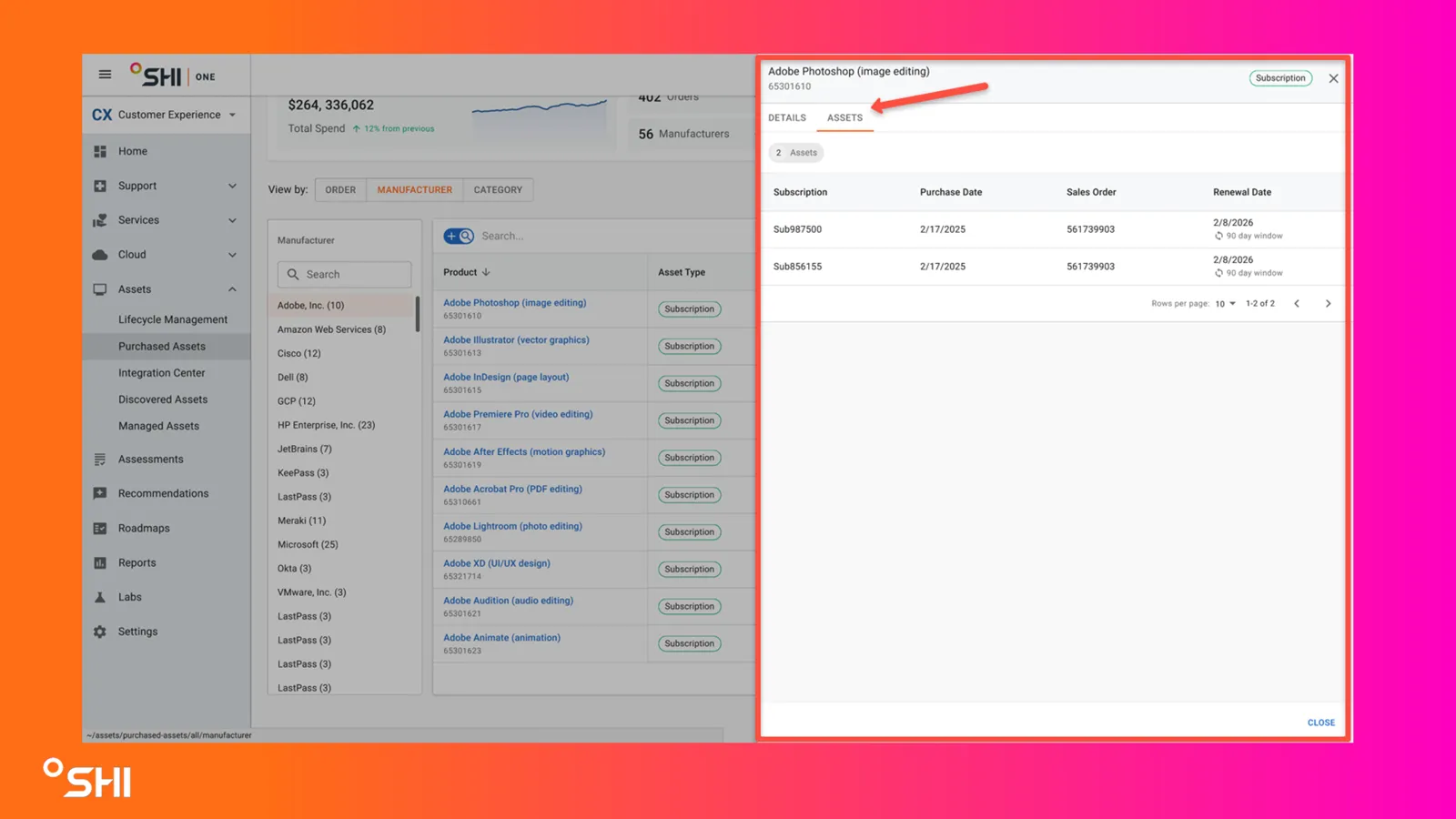 Click the "Assets" tab to see an itemized list of assets
