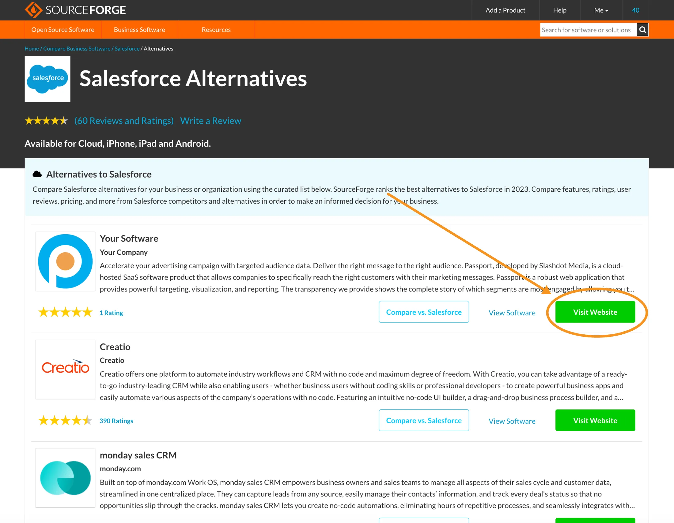 SourceForge Alternatives Pages