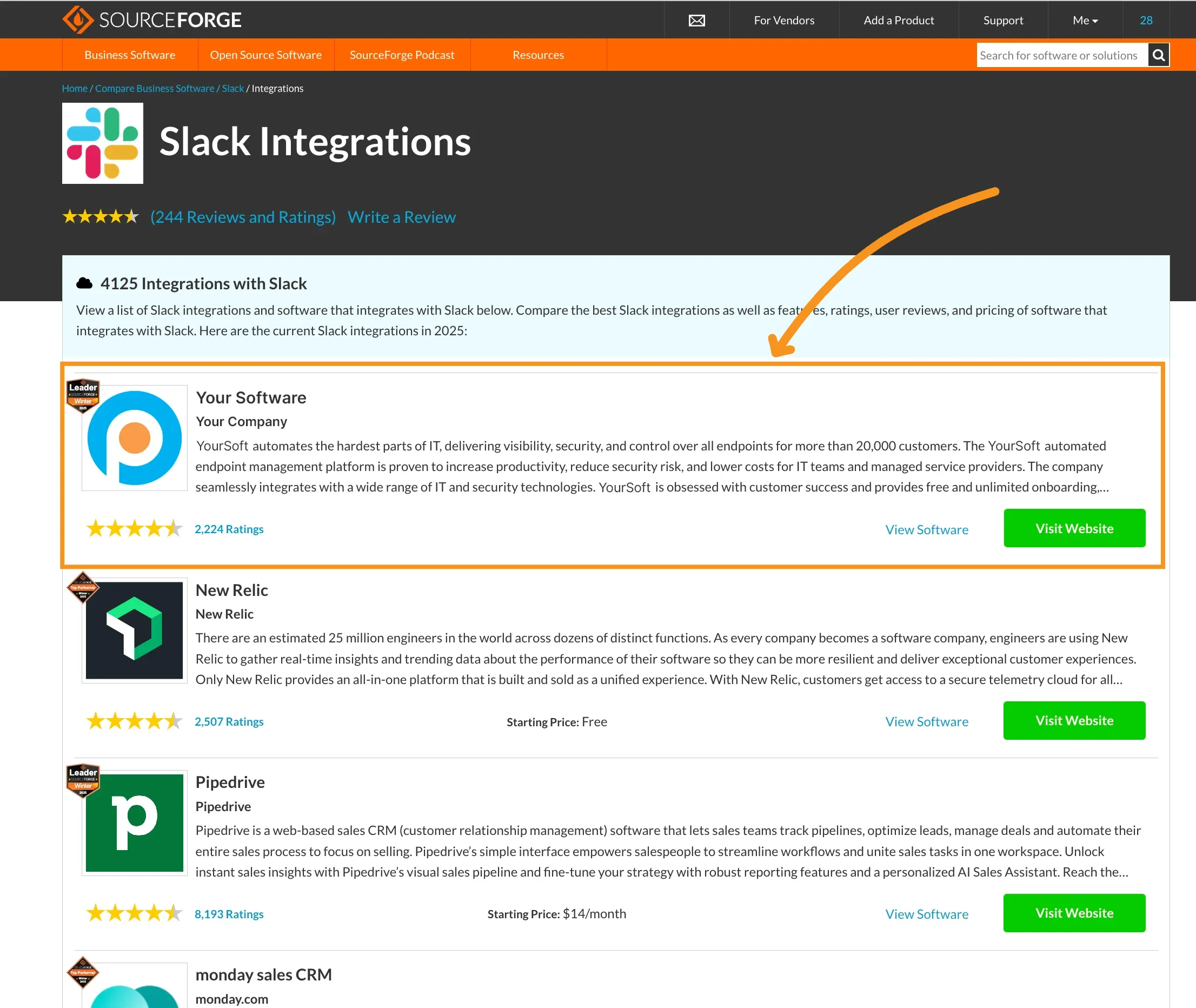 SourceForge Integrations Page
