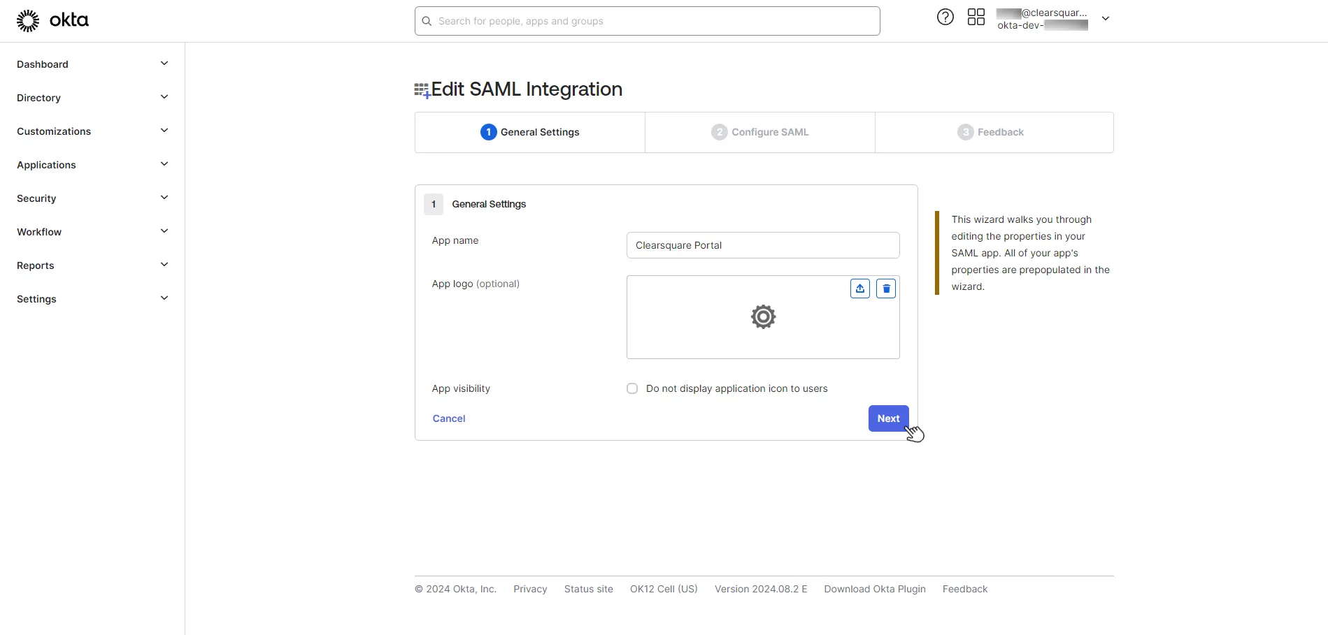 [Step 5] Edit SAML Integration - Basic setup