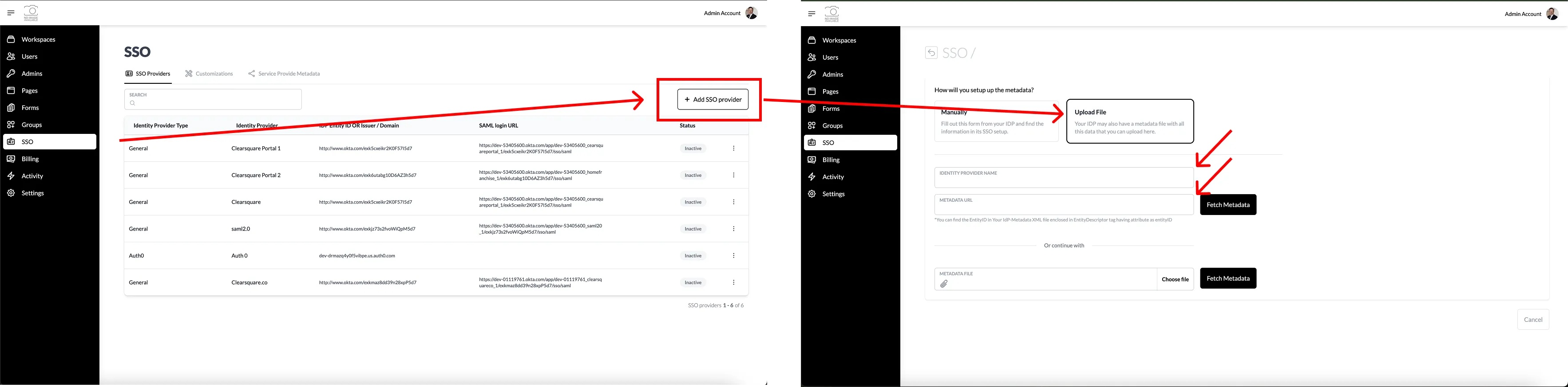 Where to add a metadata url