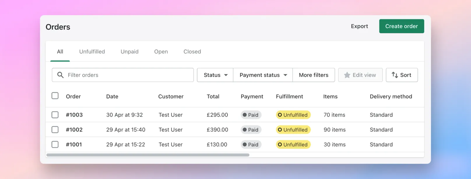 Corresponding order in Shopify