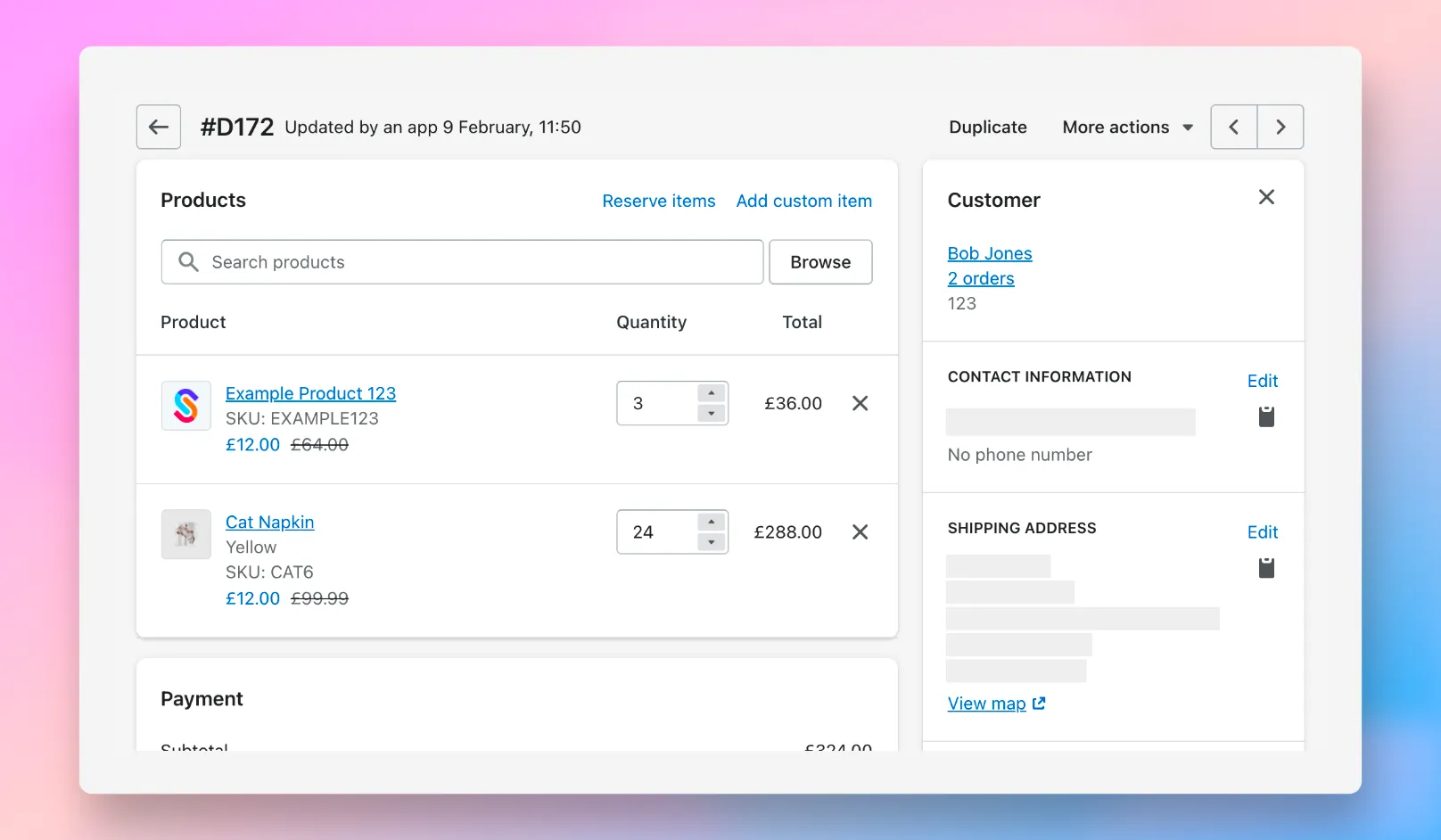 A draft order in Shopfy