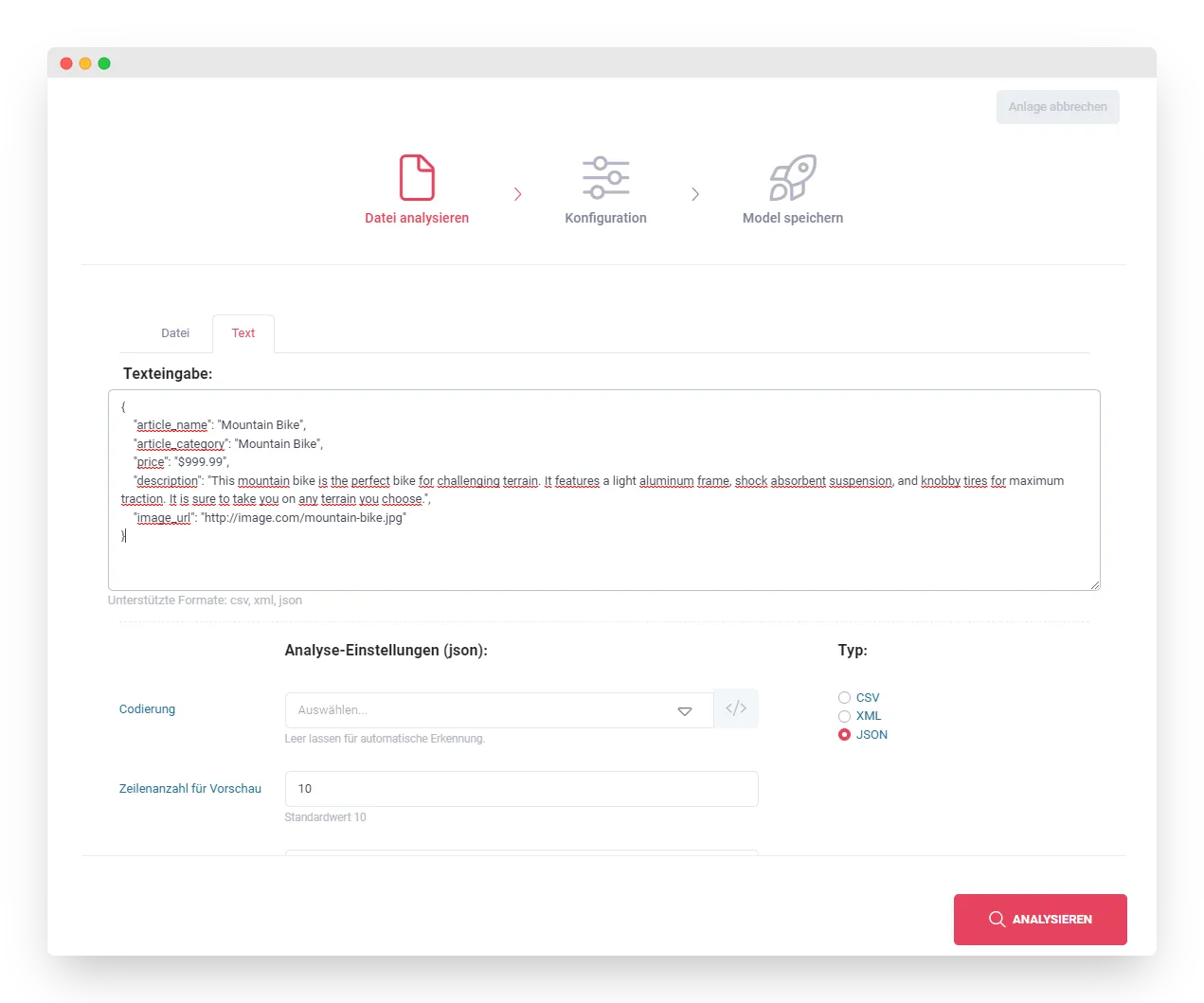 Datenstruktur anlegen aus Texteingabe