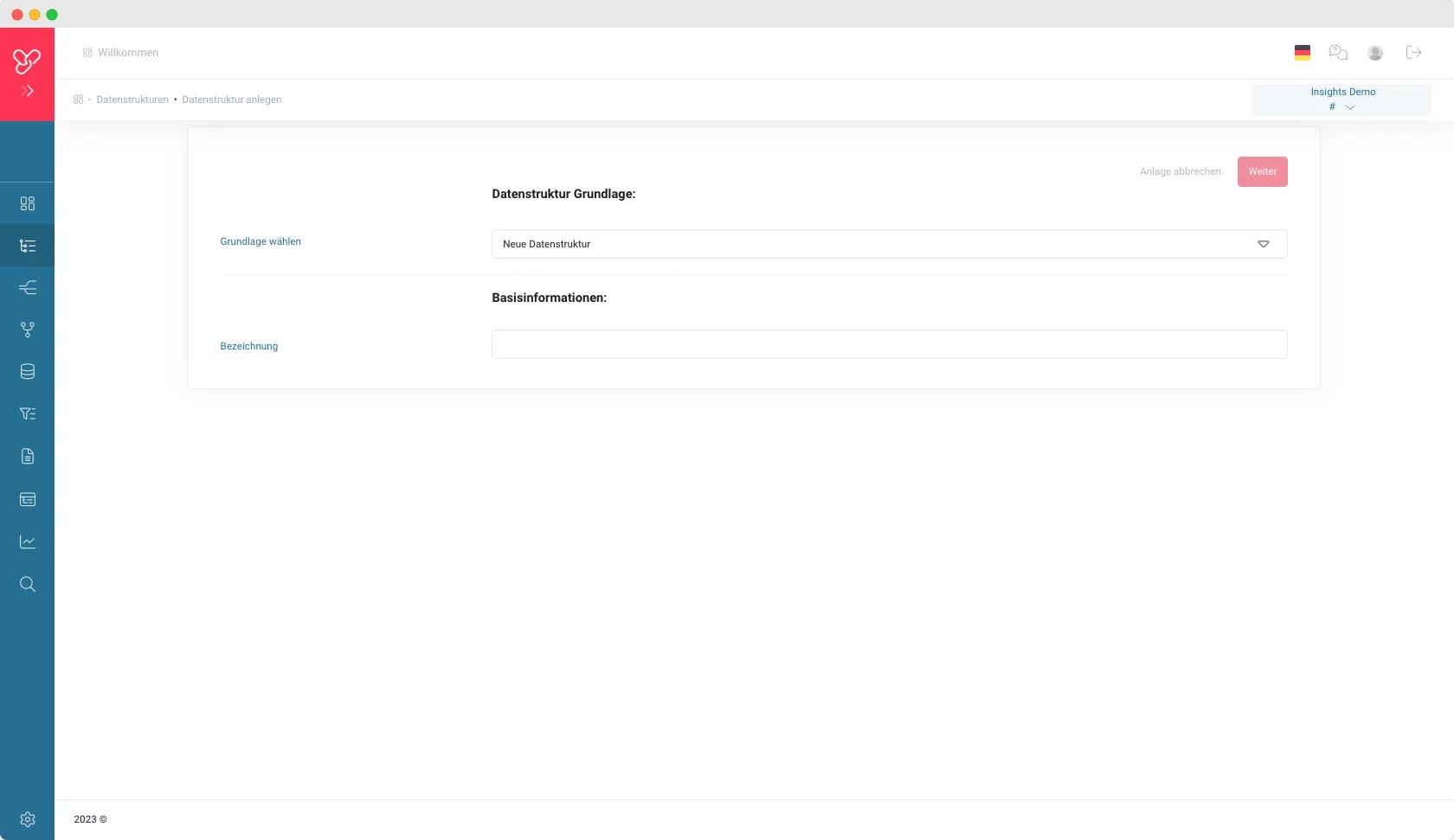 Wizard '+Datenstruktur anlegen'