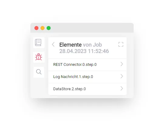 Debug-View Icon mit Workflowelementen Debug-View Icon mit Workflowelementen