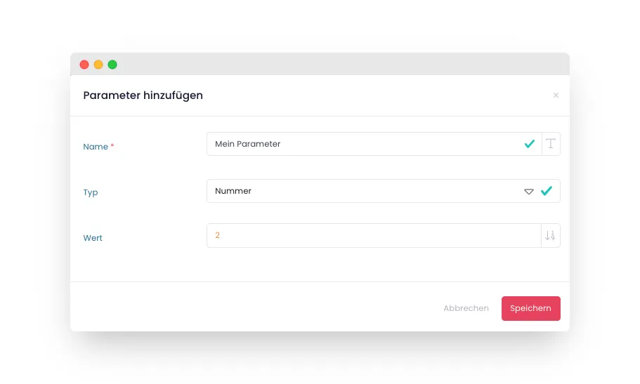 Einzelnen Parameter hinzufügen Einzelnen Parameter hinzufügen