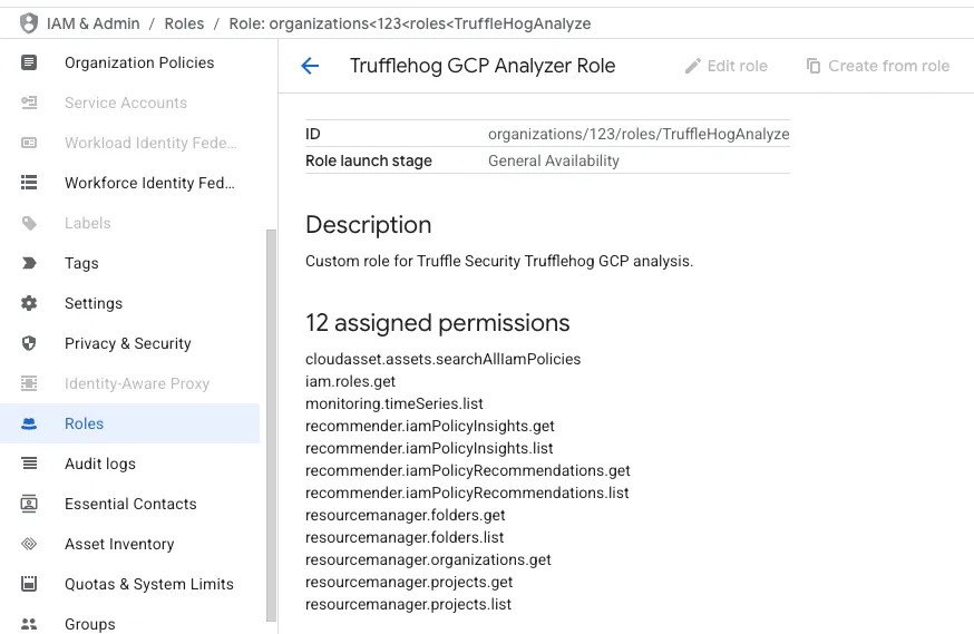 GCP analyze role