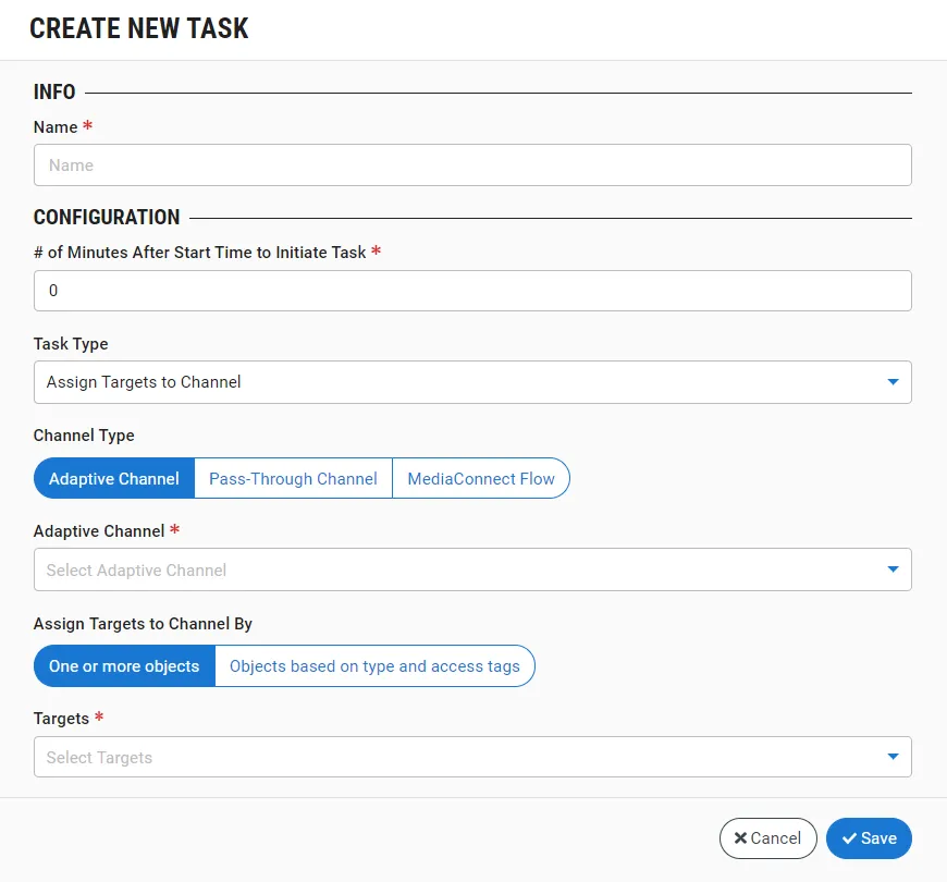 Create New Task window