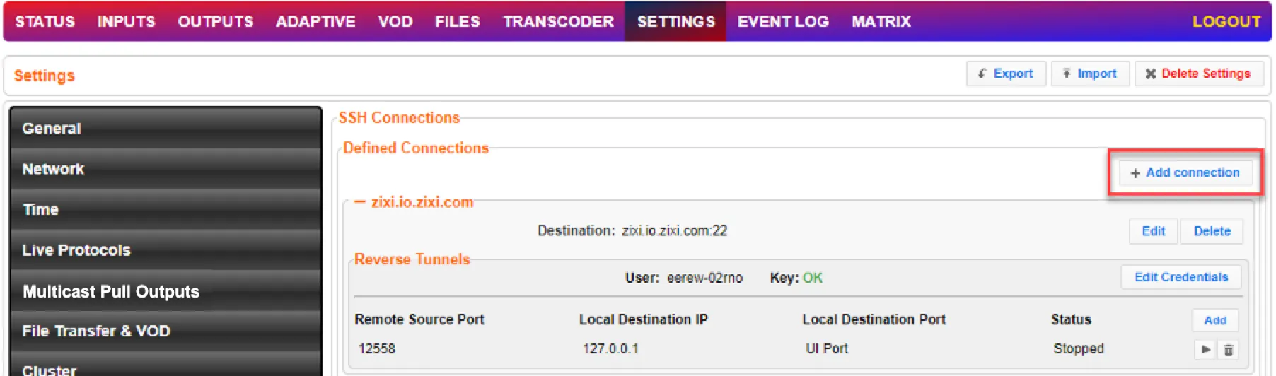 Add SSH Connection Add SSH Connection