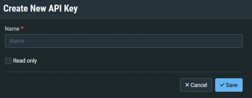 Create New API Key screenshot Create New API Key screenshot