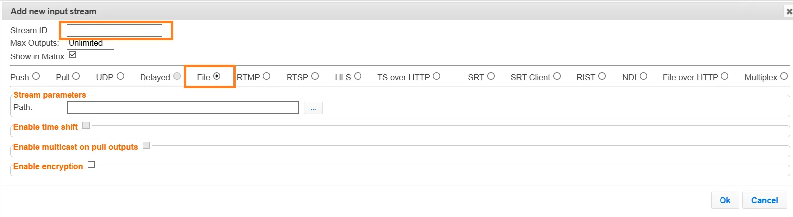 Add New Input Dialog