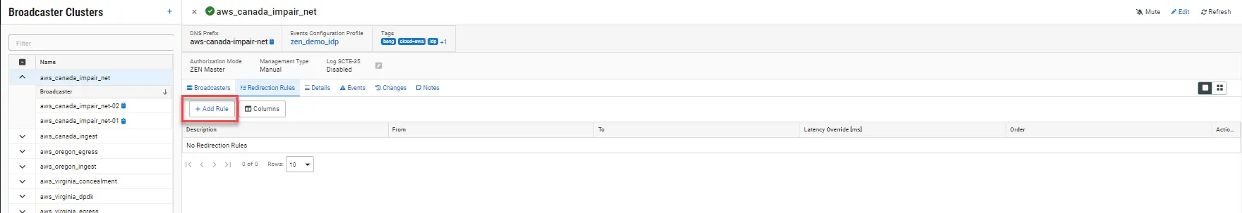 Add Rule button