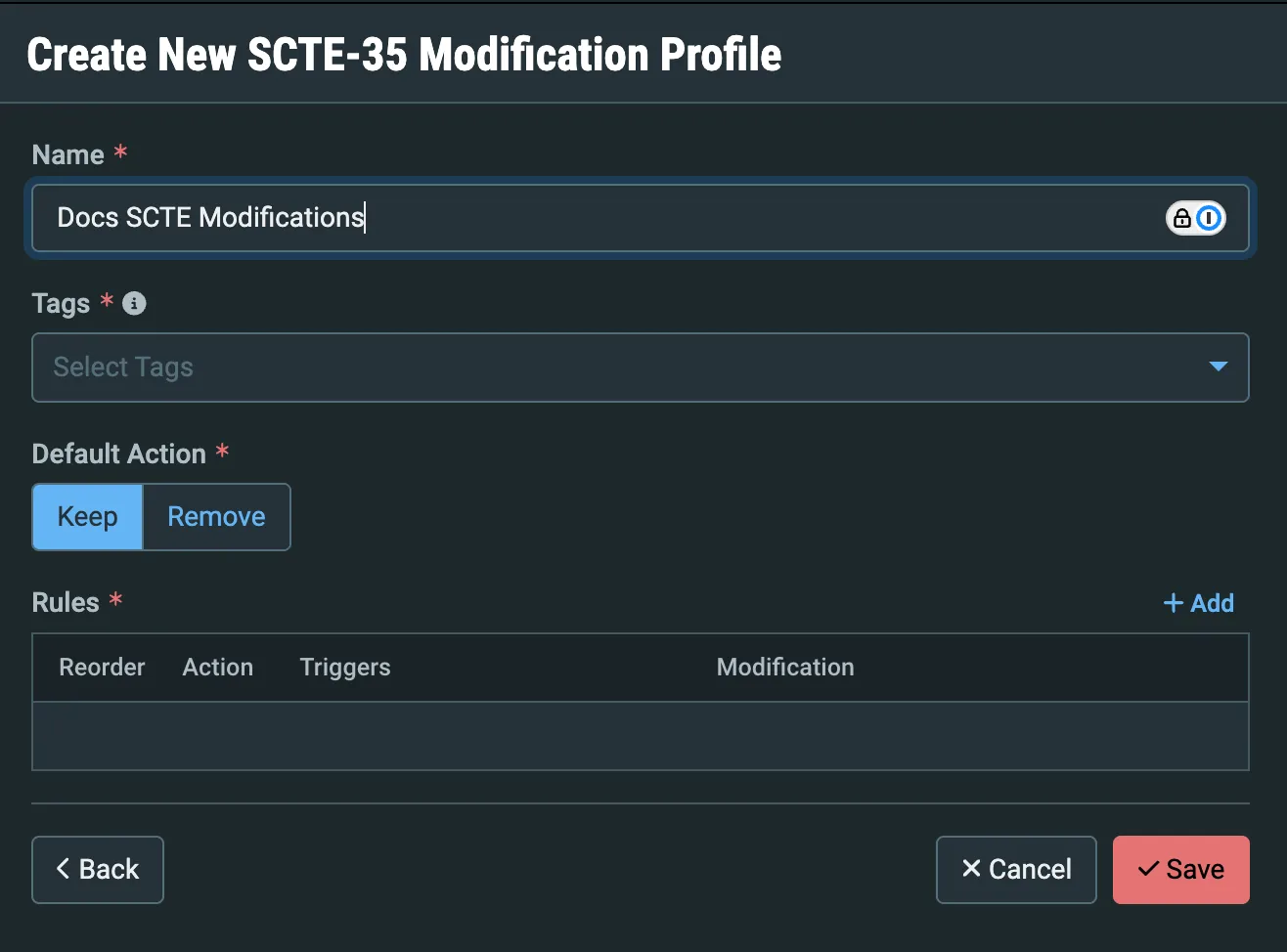 Create New Profile Screen