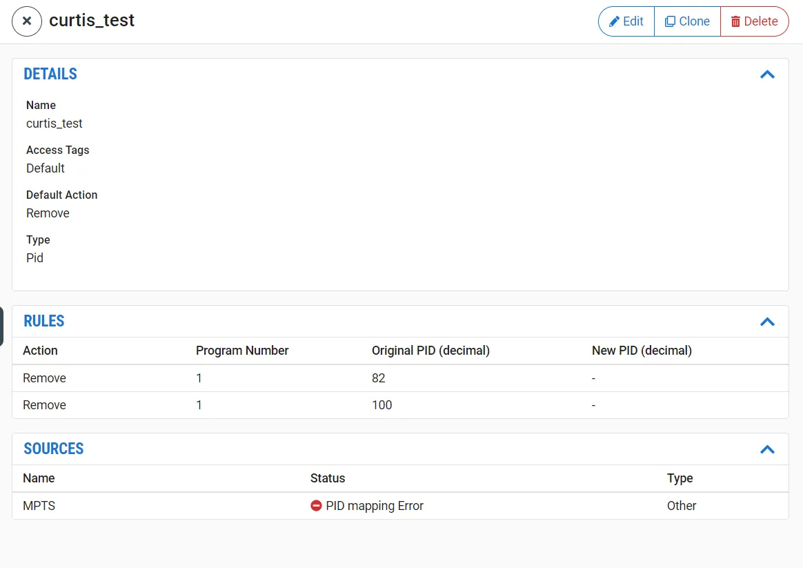 PID Mapping profile details PID Mapping profile details