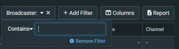Broadcaster name filter - Screenshot