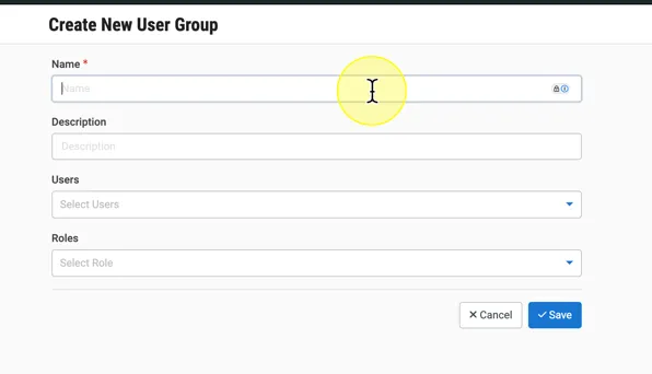 Create User group screen