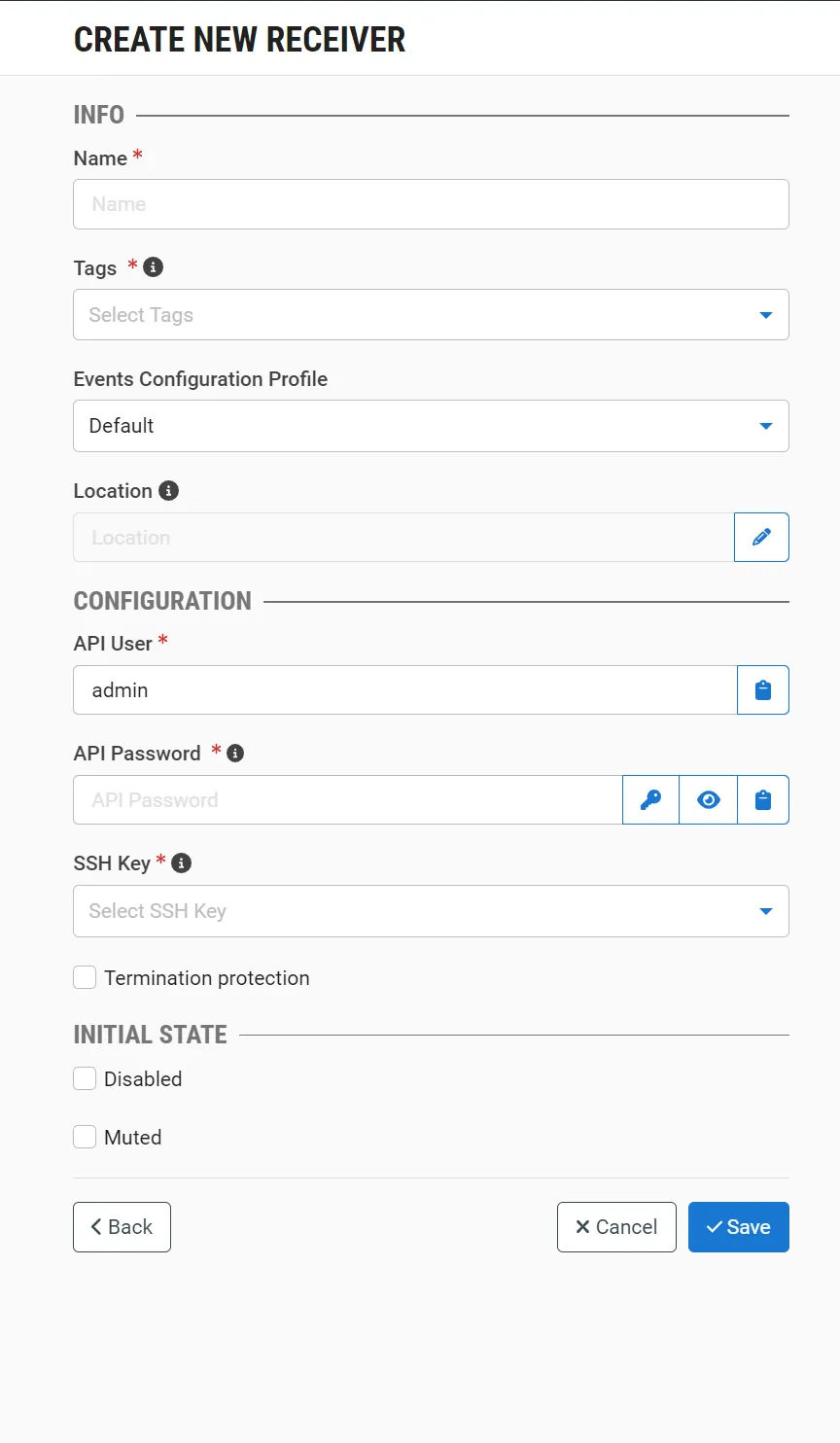 Create new receiver