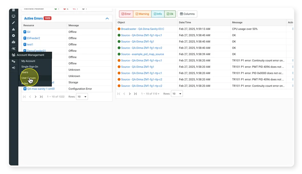 Account Management Menu