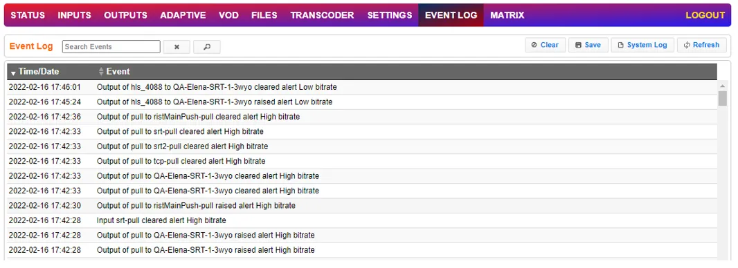 ZEC Events Log