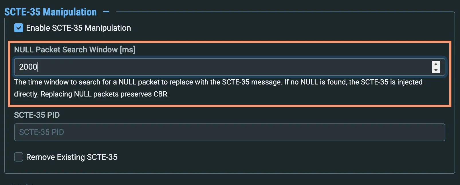 Null Packet Window Null Packet Window