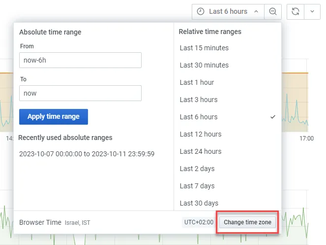 Change time zone button