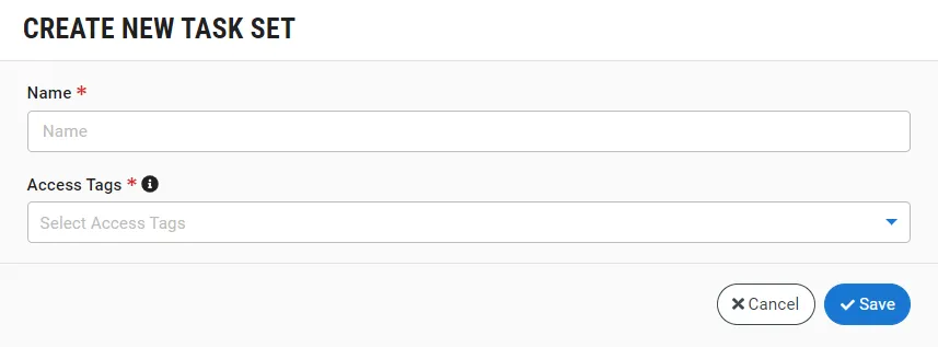 Create New Task Set window