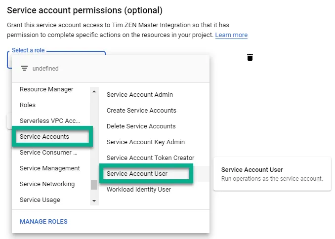 Service Account User Role