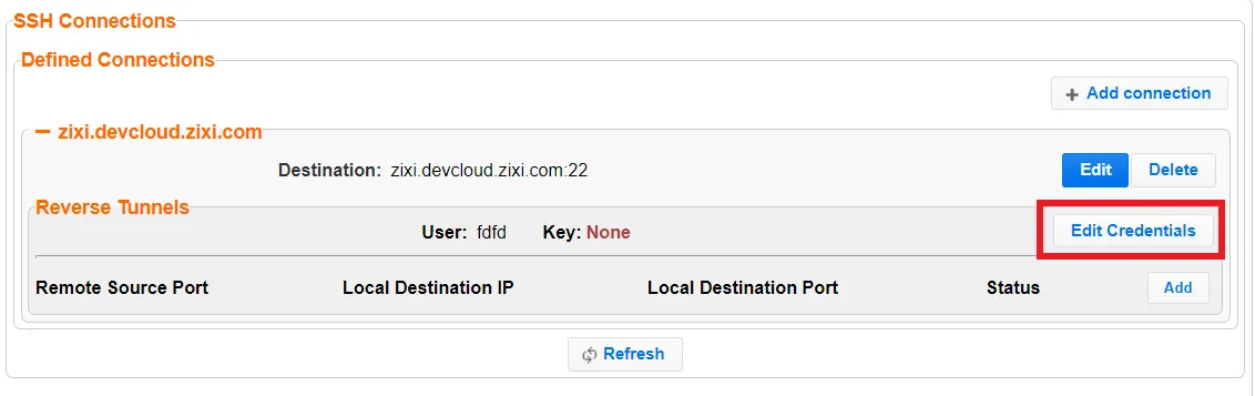 Edit SSH Credentials