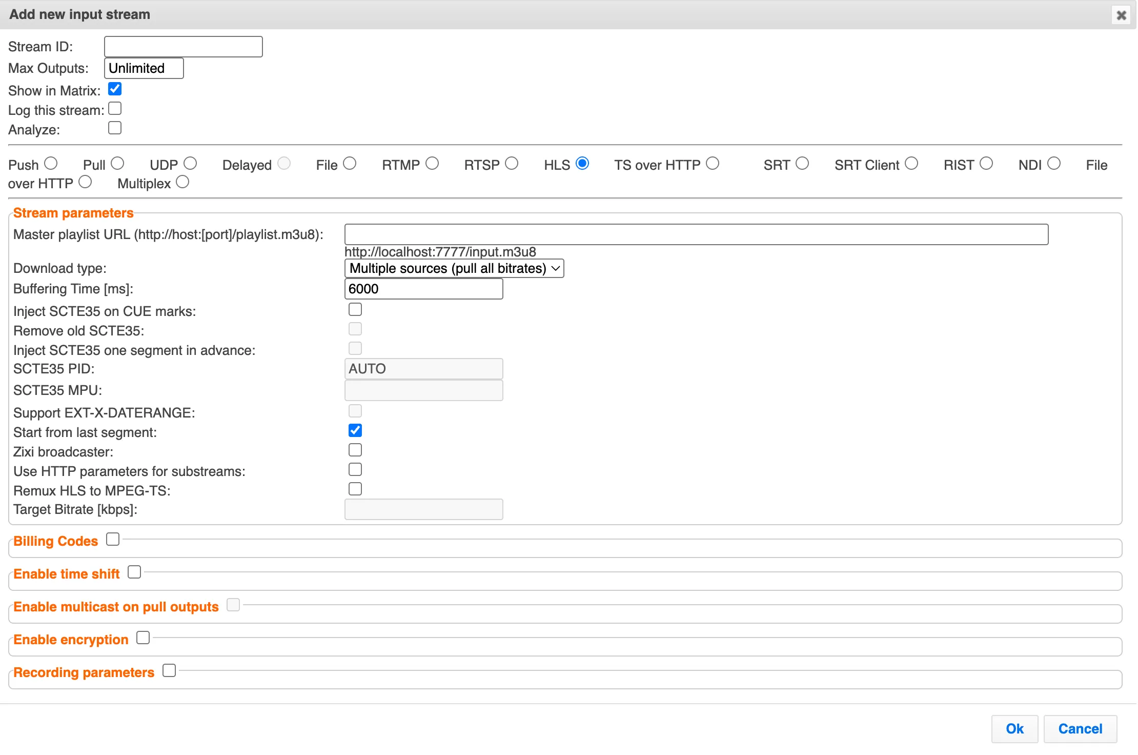 Add HLS Input Add HLS Input