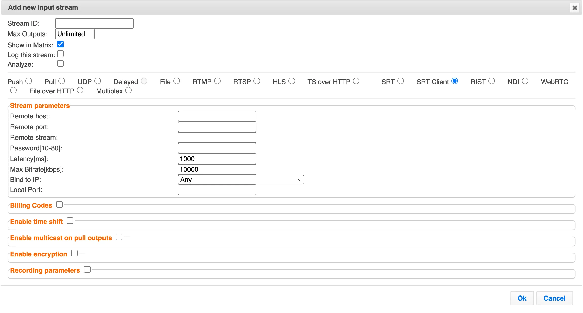 New SRT Client input