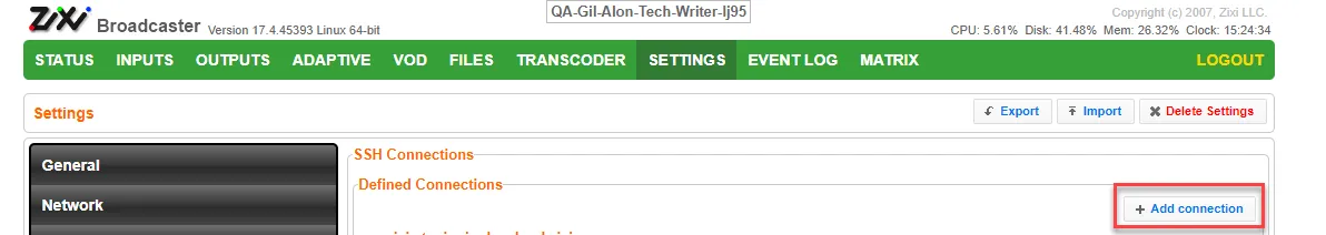 SSH Connection Settings