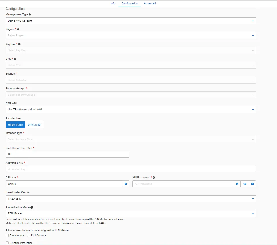 Configuration for Managed Cluster Type