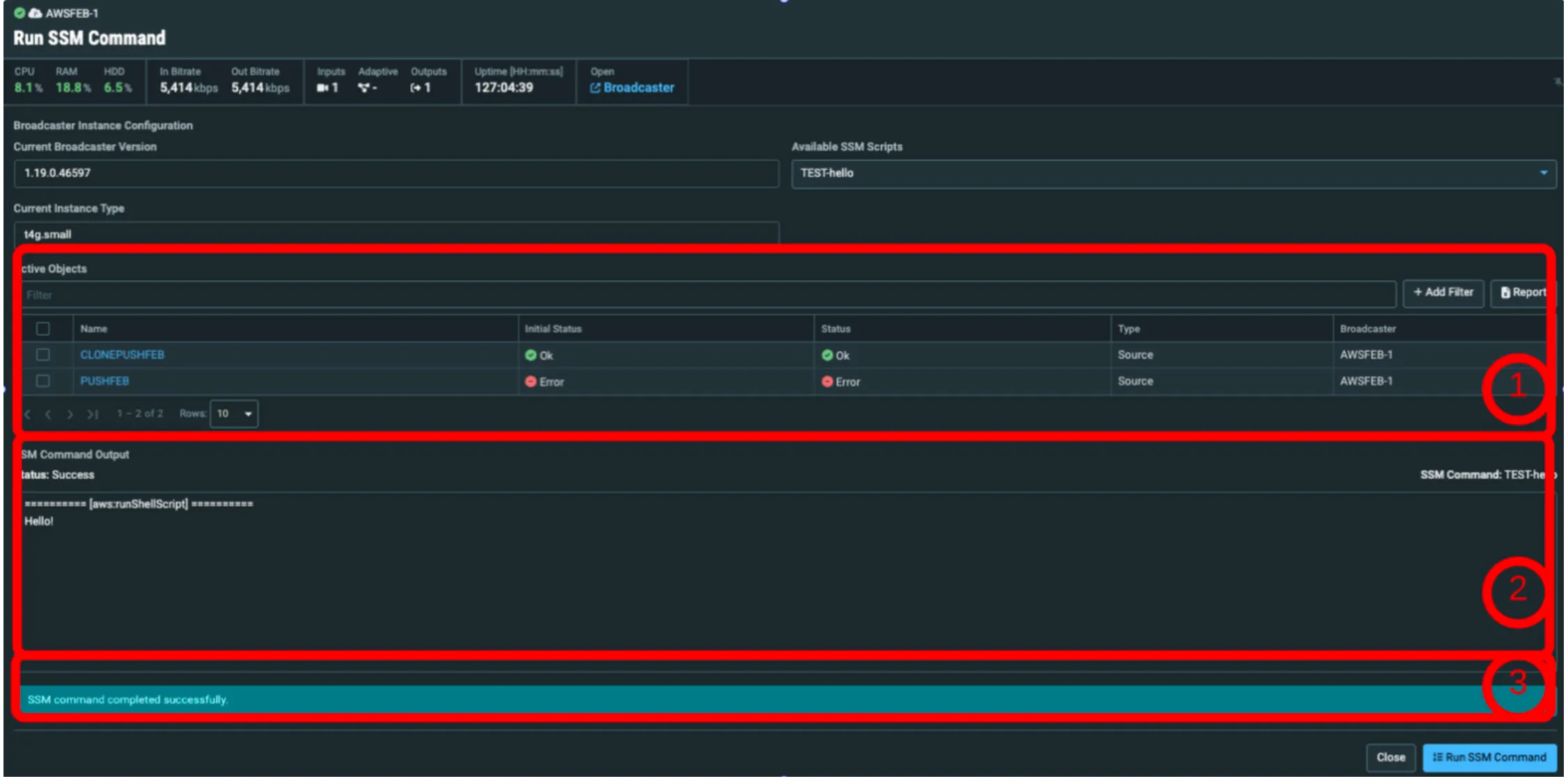 SSM Command Running SSM Command Running