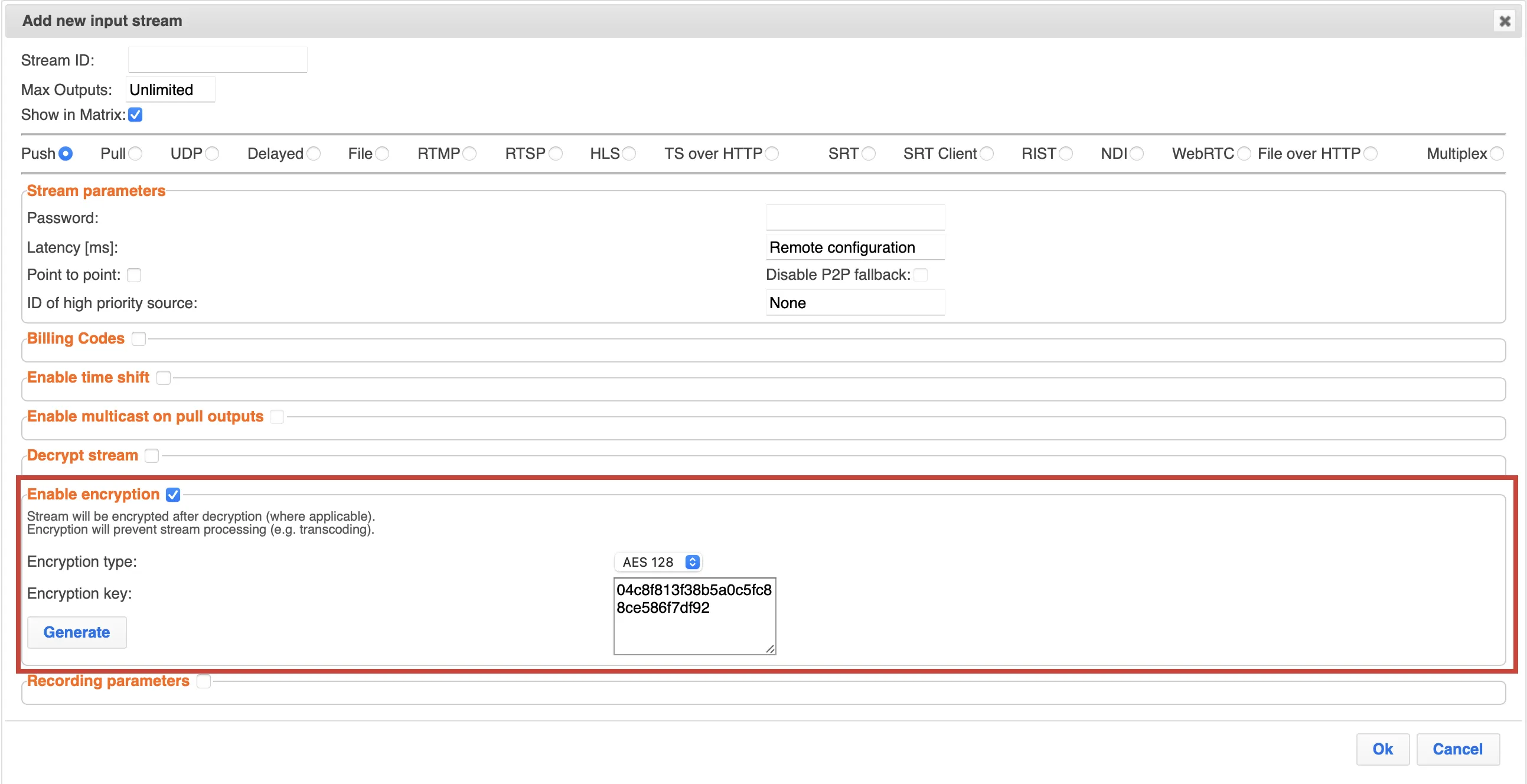 Set encryption key